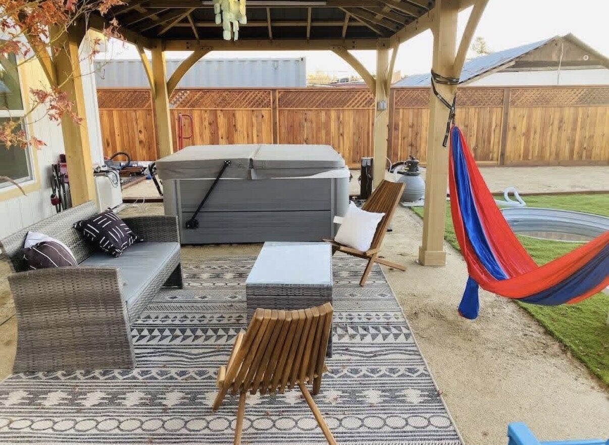 Covered pavilion lounge