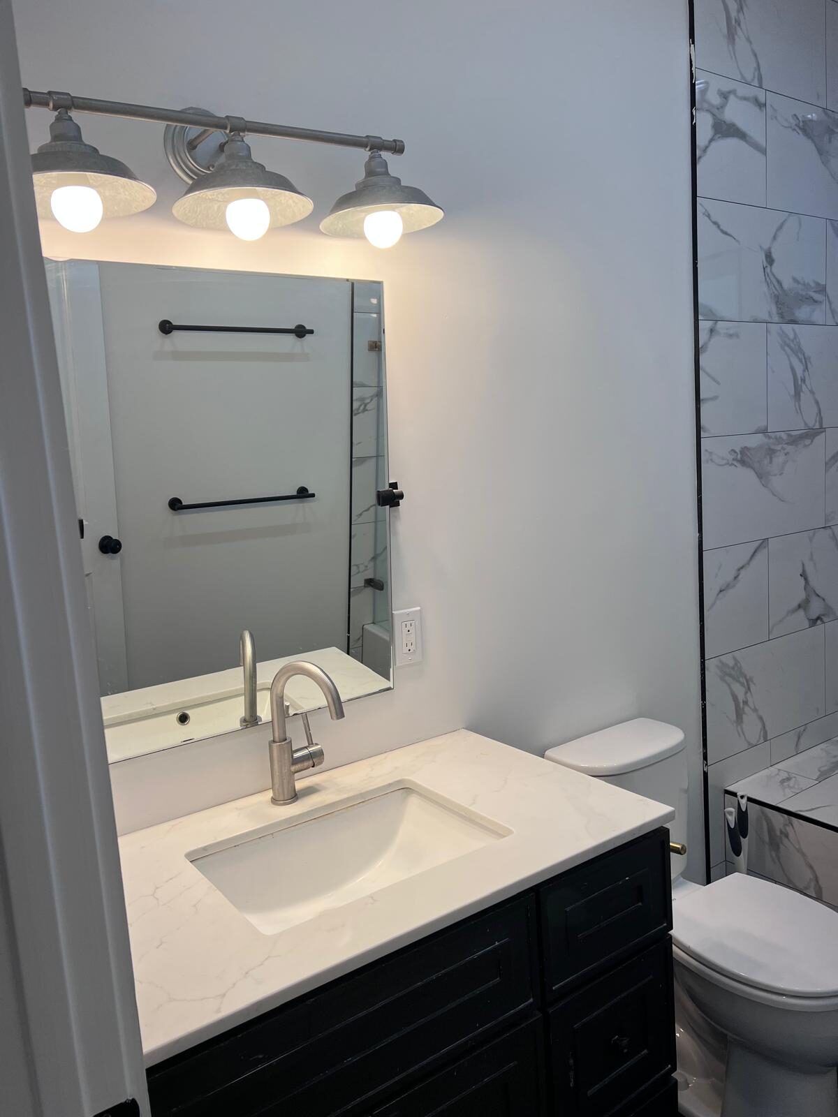 Home A — bathroom vanity with quartz counter